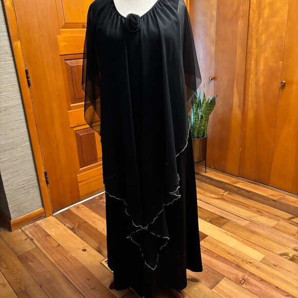 Vintage Lily Lynn Black Evening Dress Size 18 - Picture 1 of 6